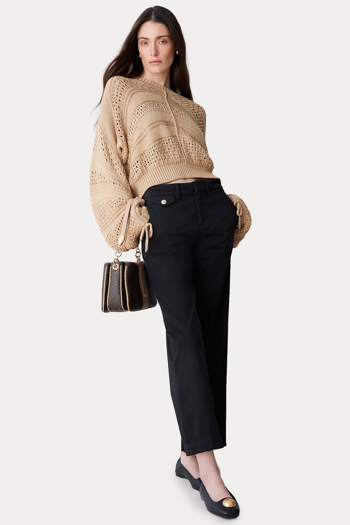 Liu Jo Straight Fit Crop Paça Streç Pantolon-Pantolon-Libas
