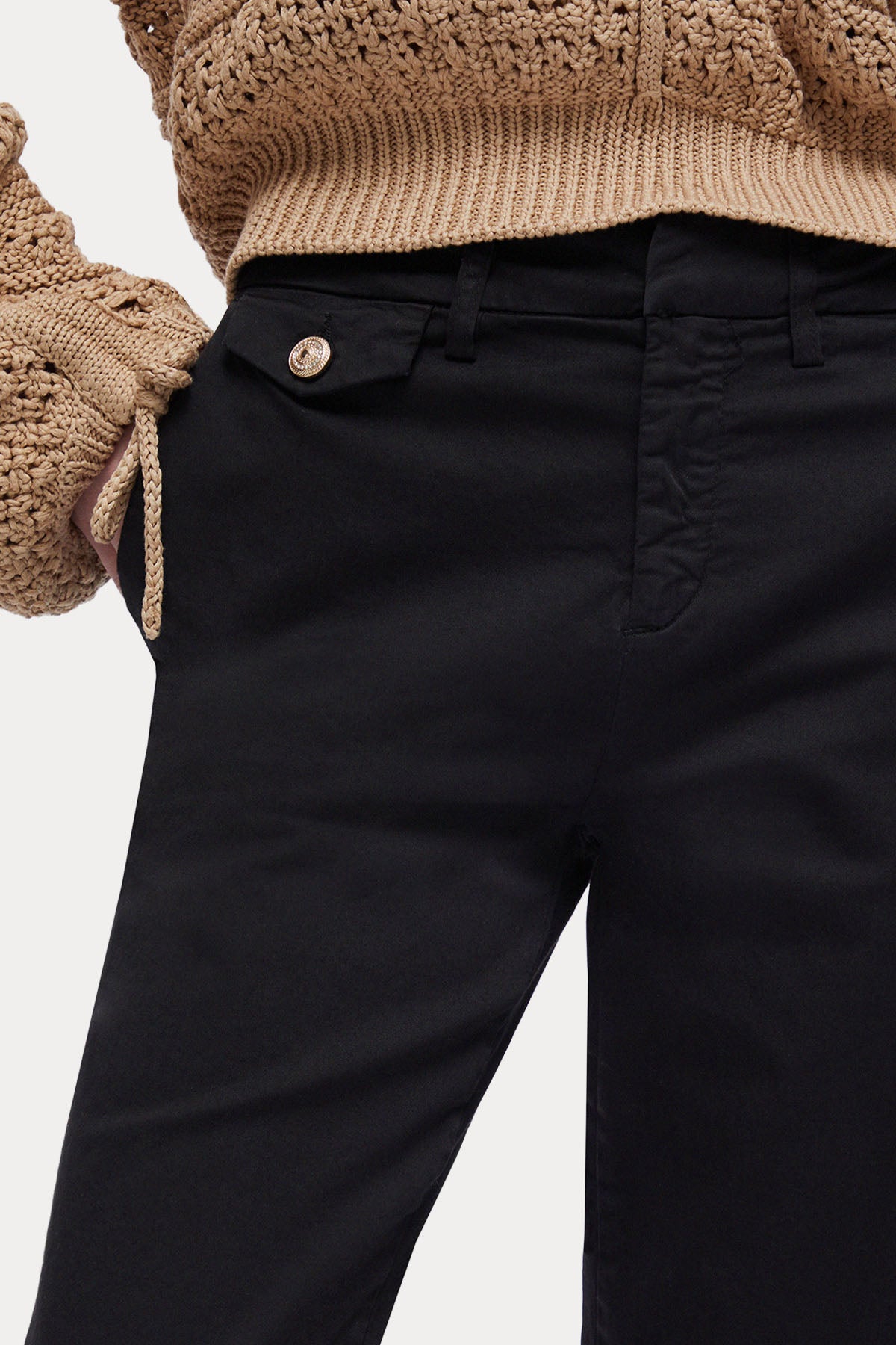 Liu Jo Straight Fit Crop Paça Streç Pantolon-Pantolon-Libas