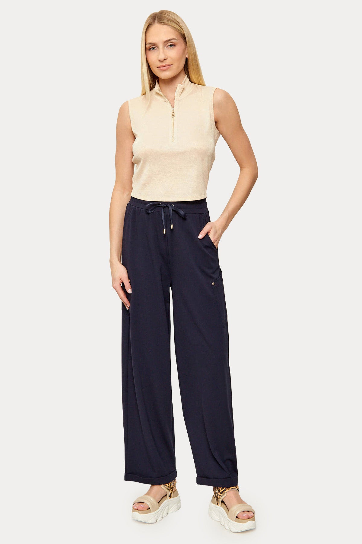 Liu Jo Relaxed Fit Beli Lastikli Streç Pantolon-Pantolon-Libas