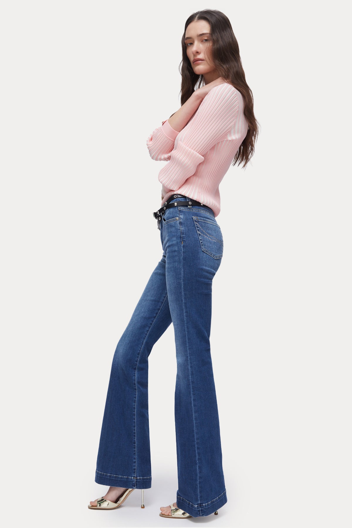 Liu Jo Bootcut Yüksek Bel Çan Paça Yıkamalı Jeans