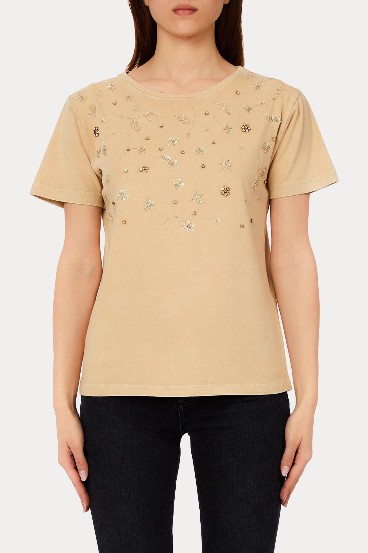 Liu Jo Comfort Fit Nakış Pul Desenli T-shirt-T-shirt-Libas