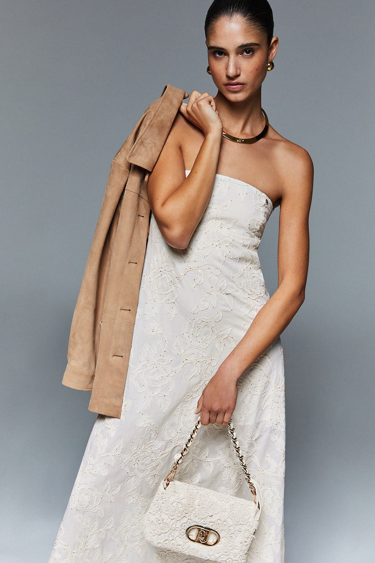 Liu Jo Straplez Yaka Maxi Müslin Elbise