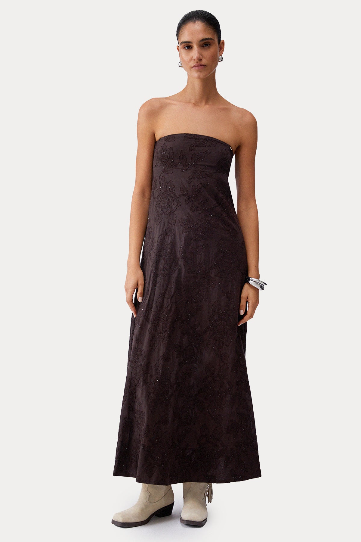 Liu Jo Straplez Yaka Maxi Müslin Elbise