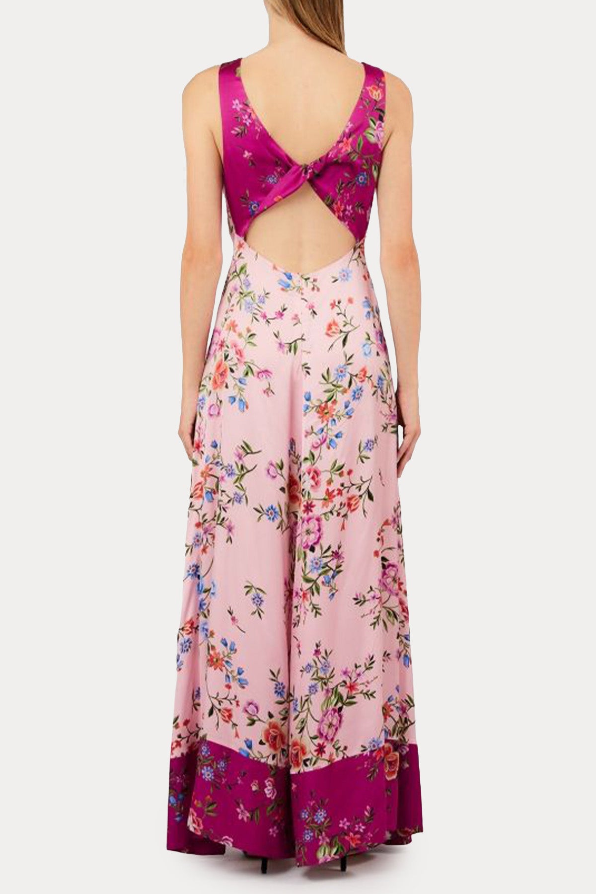 Liu Jo Derin V Yaka Çiçek Desenli Maxi Saten Elbise