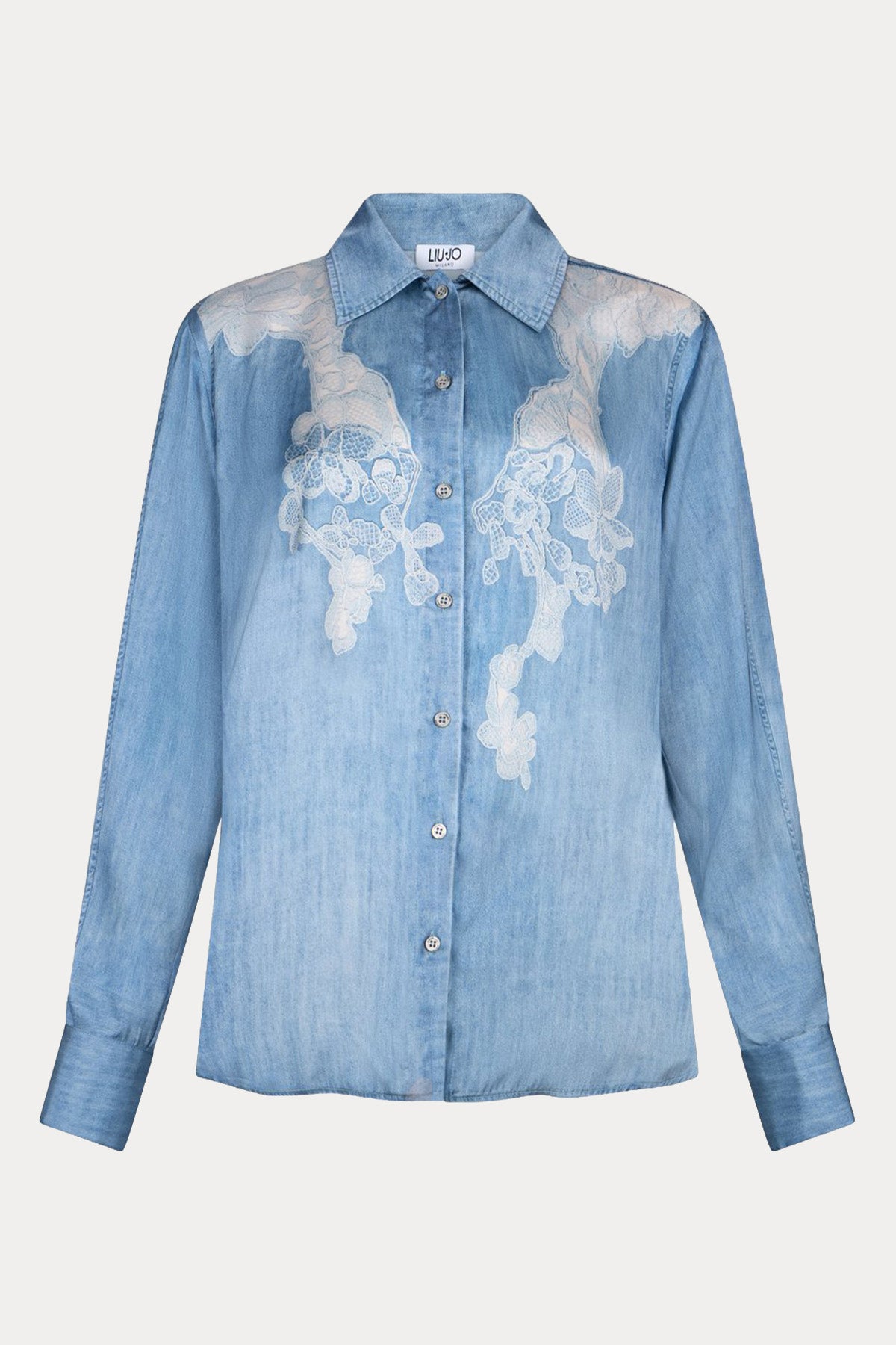Liu Jo Comfort Fit Nakış Detaylı Denim Görünümlü Gömlek