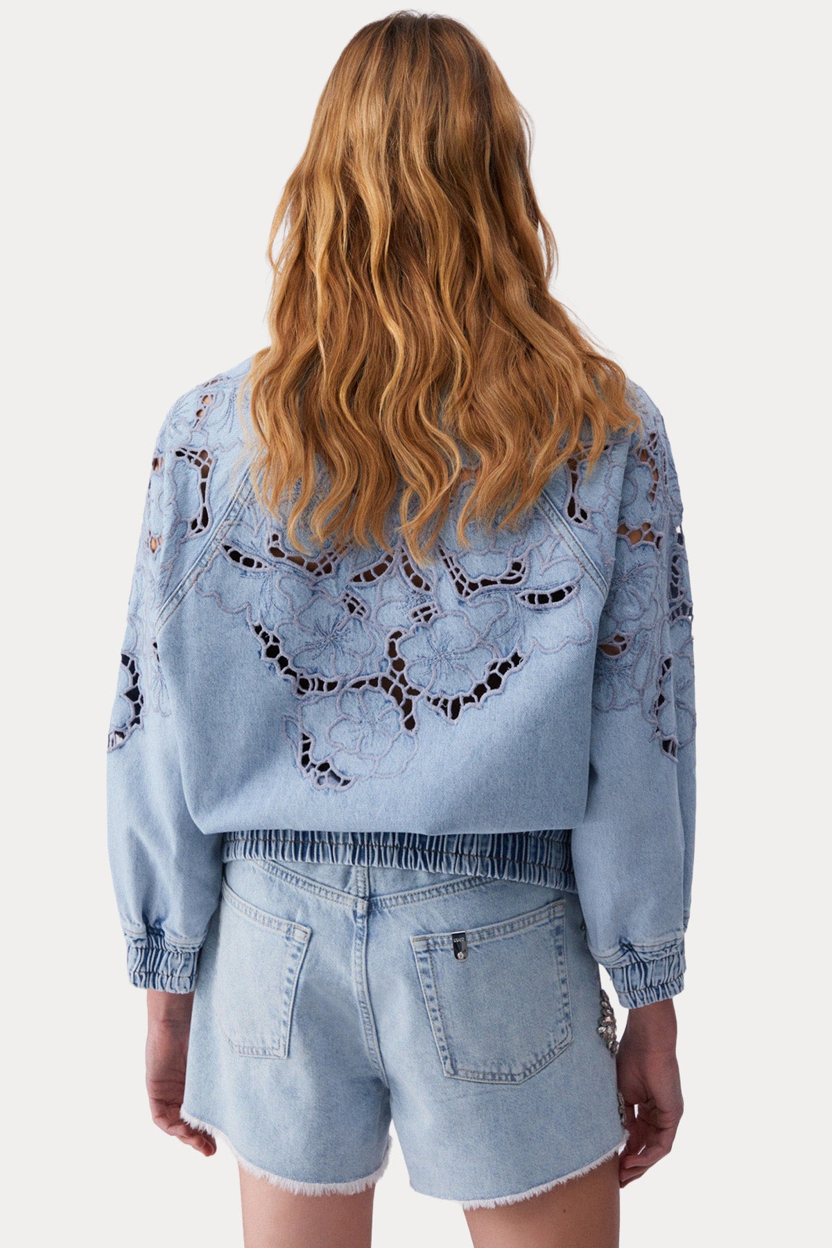 Liu Jo Loose Fit Nakış Desenli Bomber Denim Ceket-Ceket-Libas
