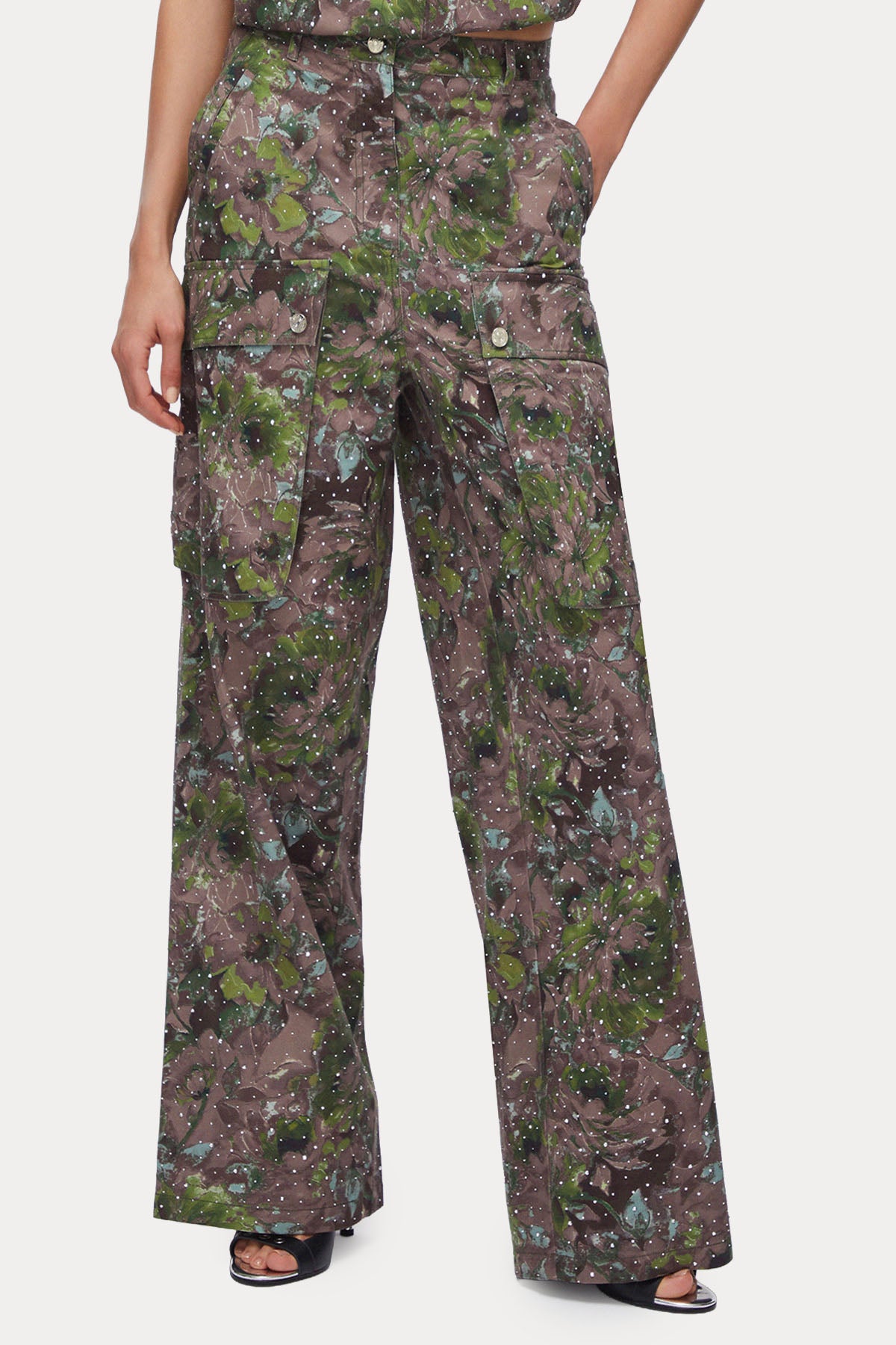 Liu Jo Wide Leg Çiçek Desenli Kargo Pantolon-Pantolon-Libas