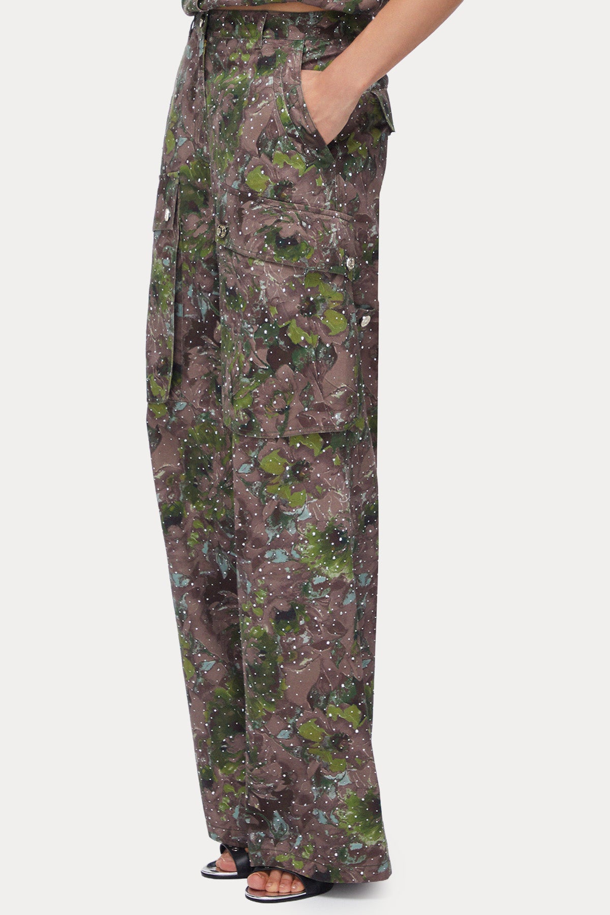 Liu Jo Wide Leg Çiçek Desenli Kargo Pantolon-Pantolon-Libas
