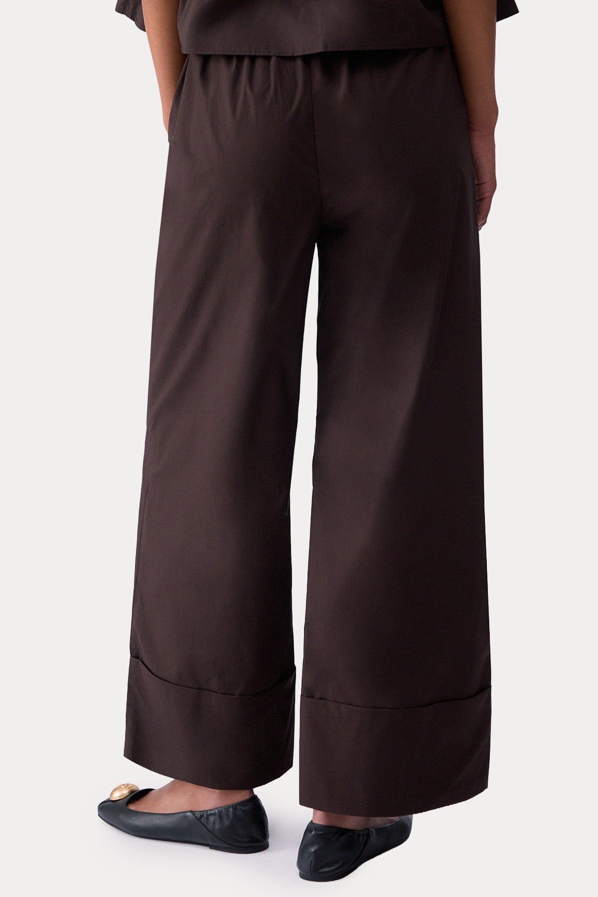 Liu Jo Straight Wide Leg Yüksek Belli Poplin Pantolon-Pantolon-Libas