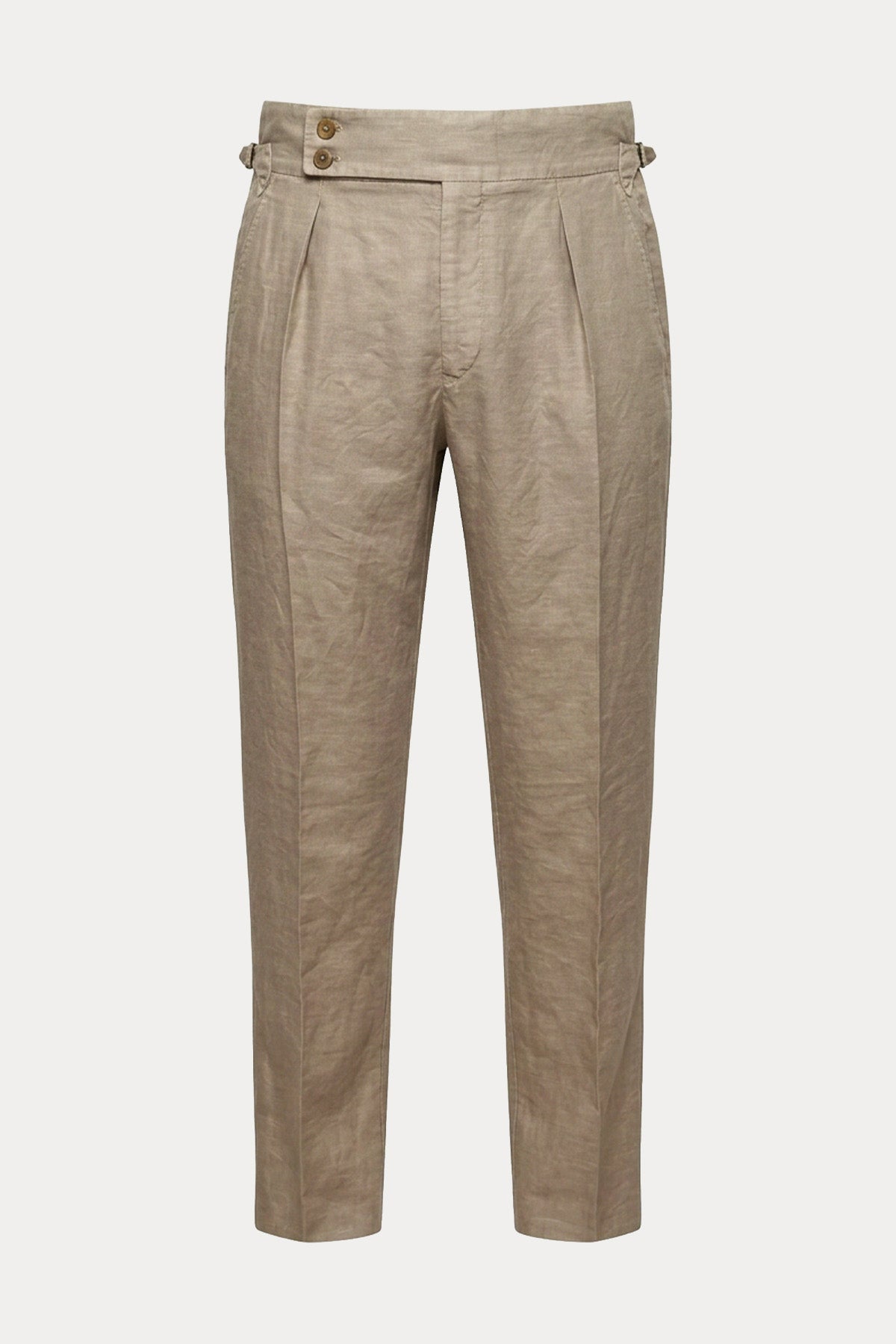 The Gigi Regular Fit Kemerli Tek Pile Keten Pantolon-Pantolon-Libas