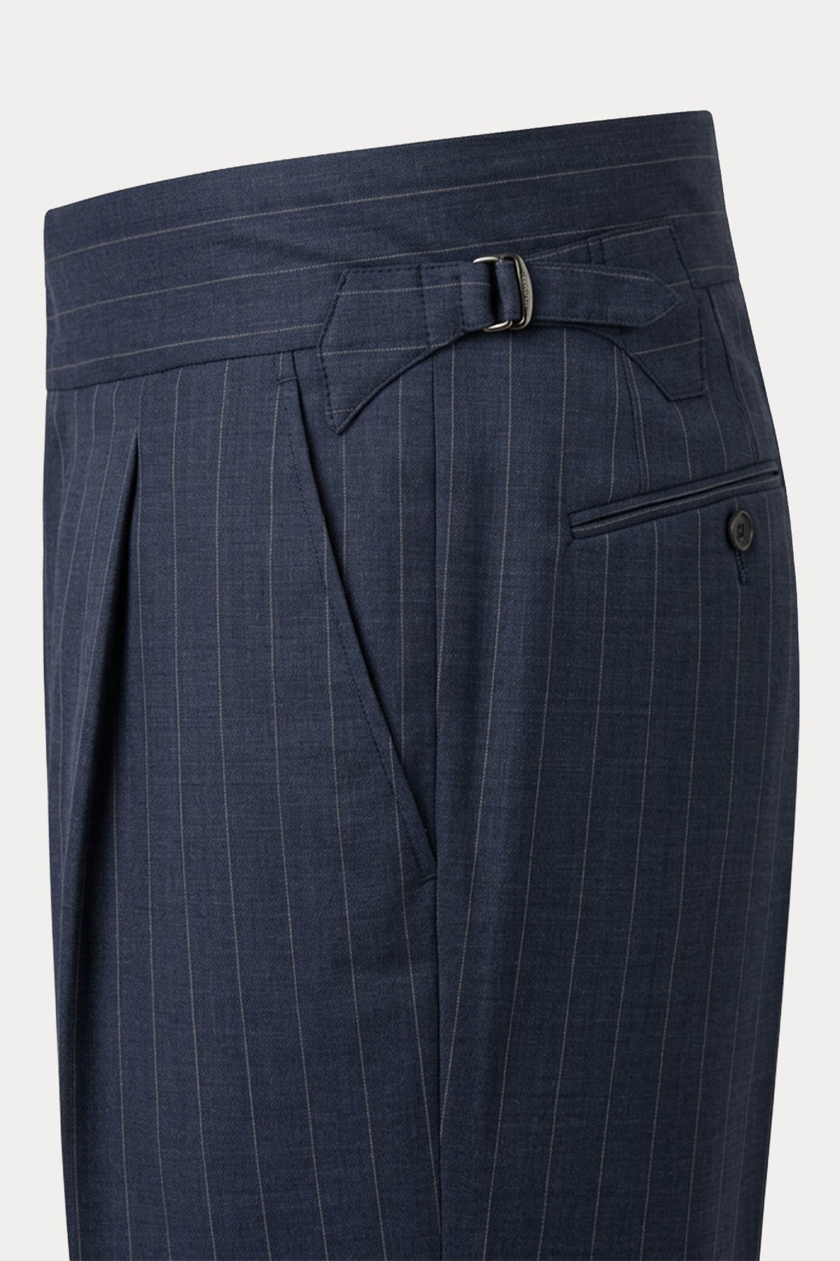 The Gigi Regular Fit Kemerli Tek Pile Çizgili Pantolon-Pantolon-Libas
