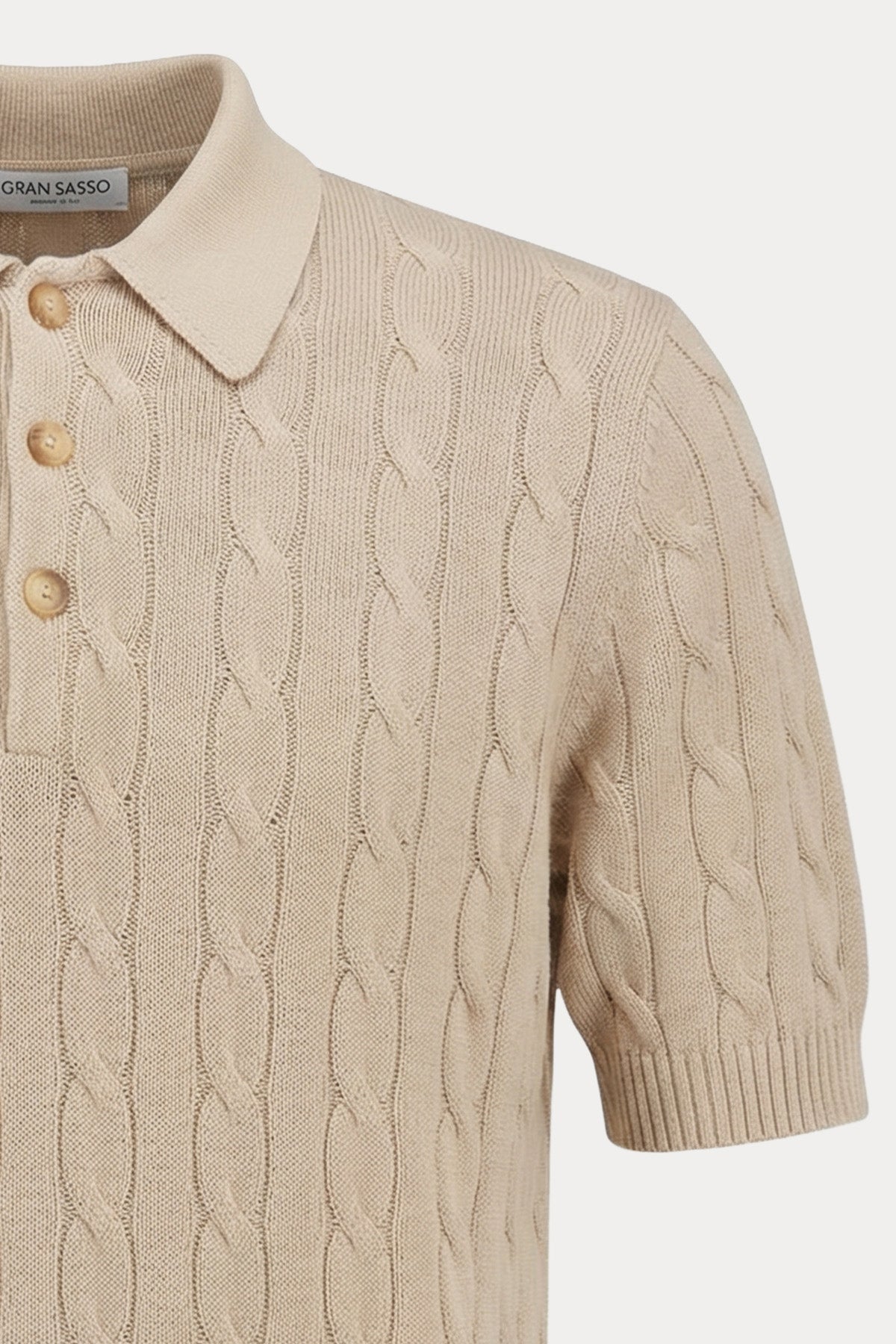 Gran Sasso Regular Fit Polo Yaka Saç Örgü Triko