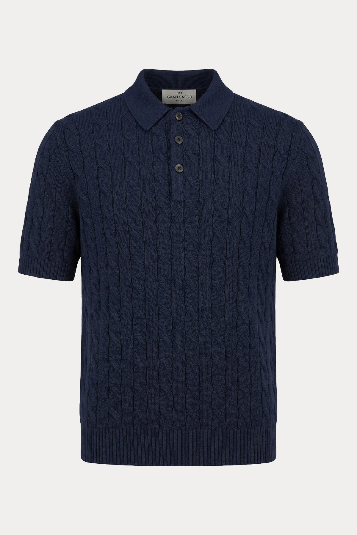 Gran Sasso Regular Fit Polo Yaka Saç Örgü Triko