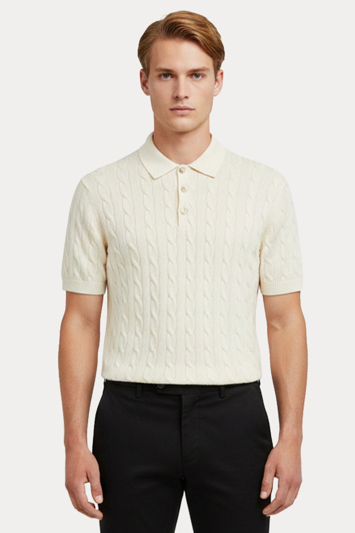 Gran Sasso Regular Fit Polo Yaka Saç Örgü Triko