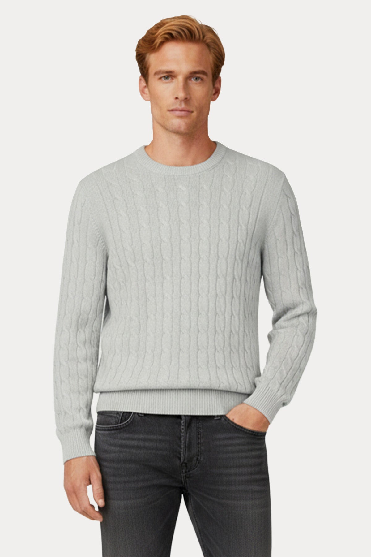 Gran Sasso Regular Fit Yuvarlak Yaka Saç Örgü Triko