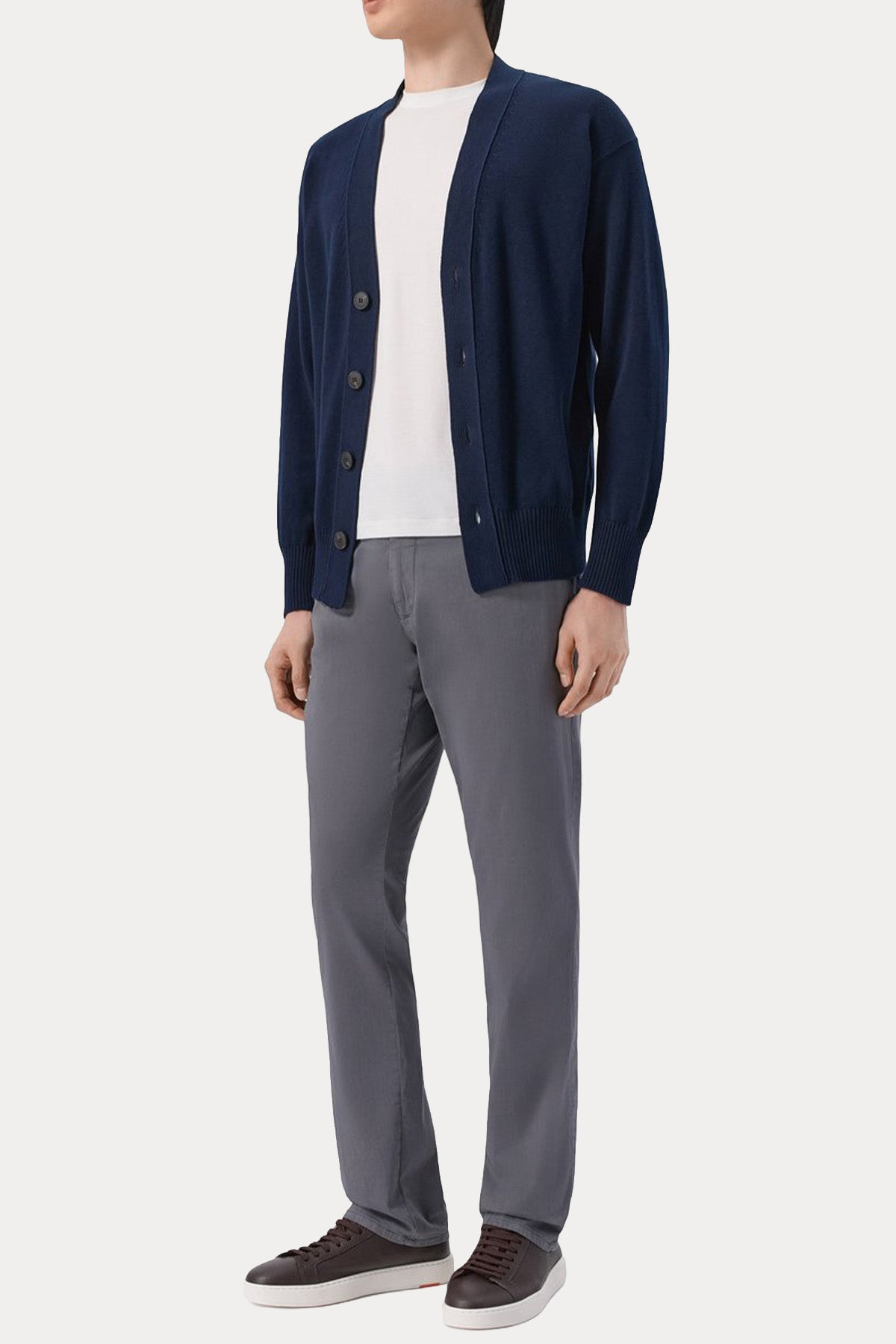 Gran Sasso Comfort Fit V Yaka İnce Örgü Triko Ceket-Ceket-Libas