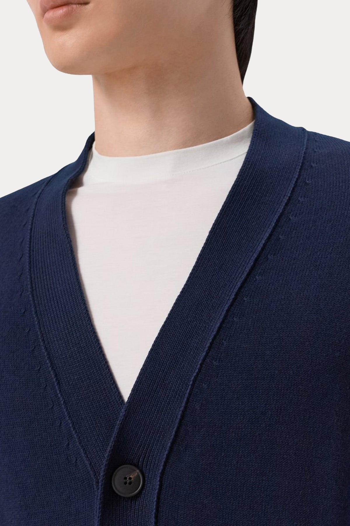 Gran Sasso Comfort Fit V Yaka İnce Örgü Triko Ceket-Ceket-Libas