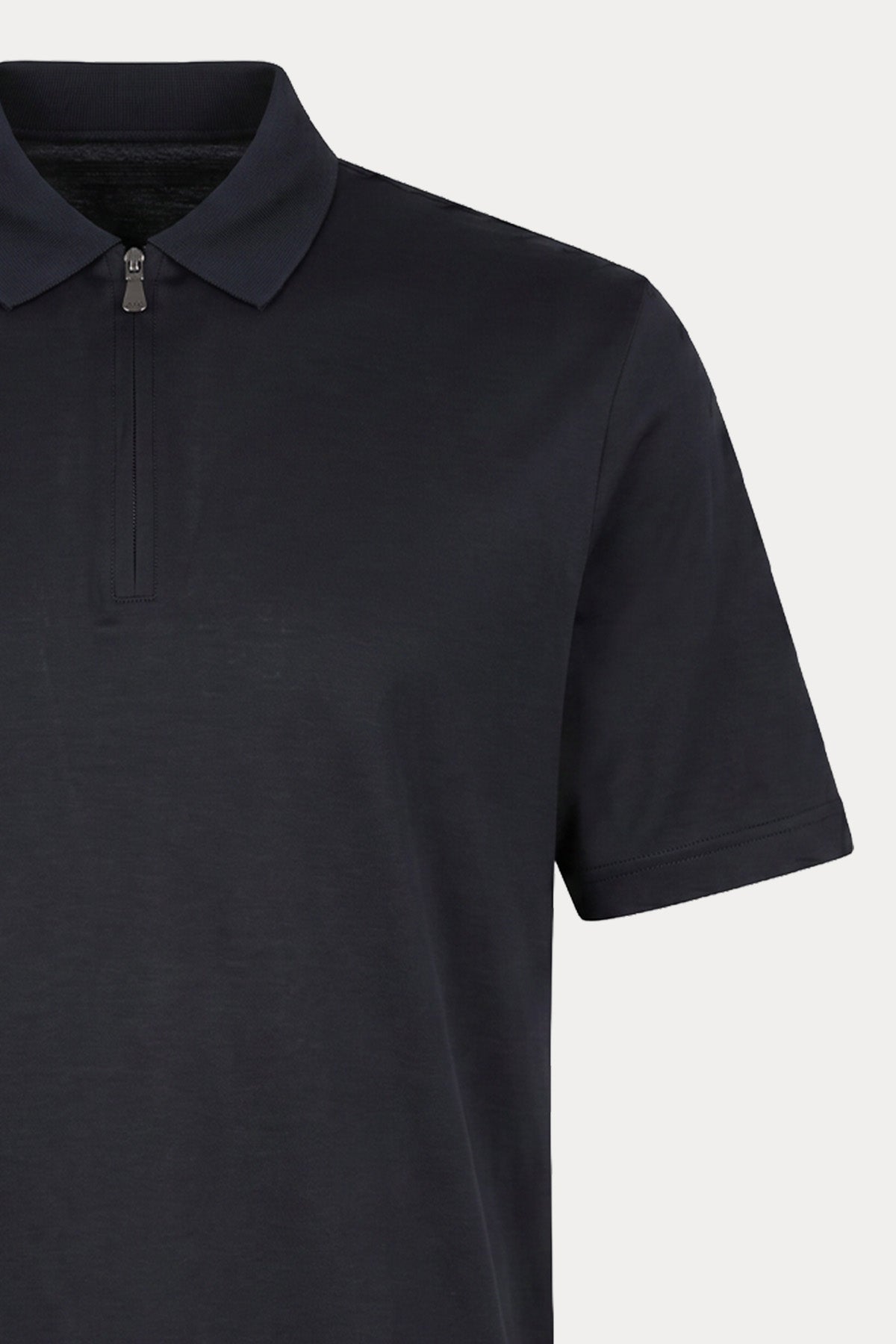 Gran Sasso Fermuarlı Polo Yaka İpek T-shirt-T-shirt-Libas