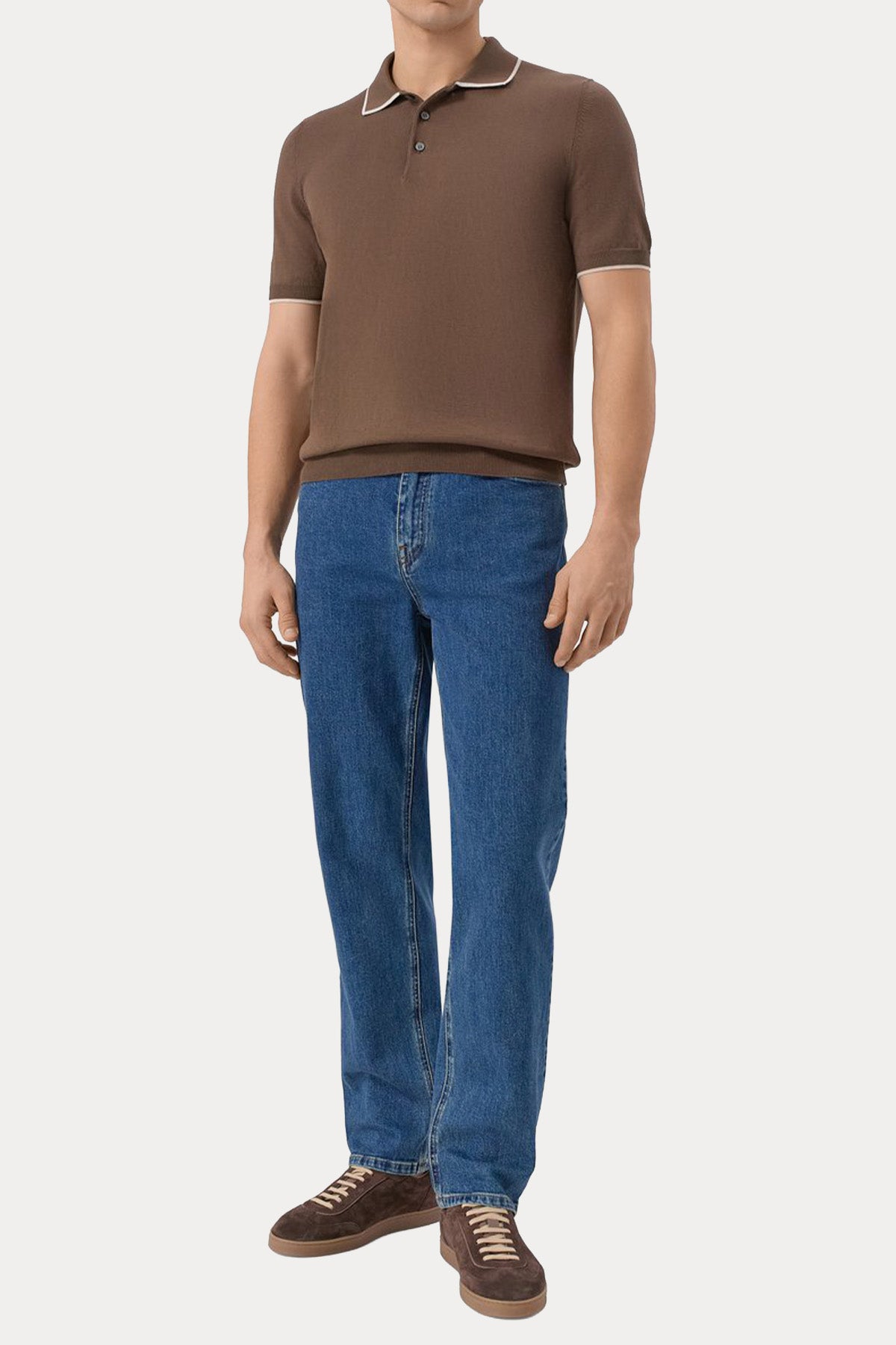 Gran Sasso Regular Fit Polo Yaka İnce Örgü Triko-Triko-Libas
