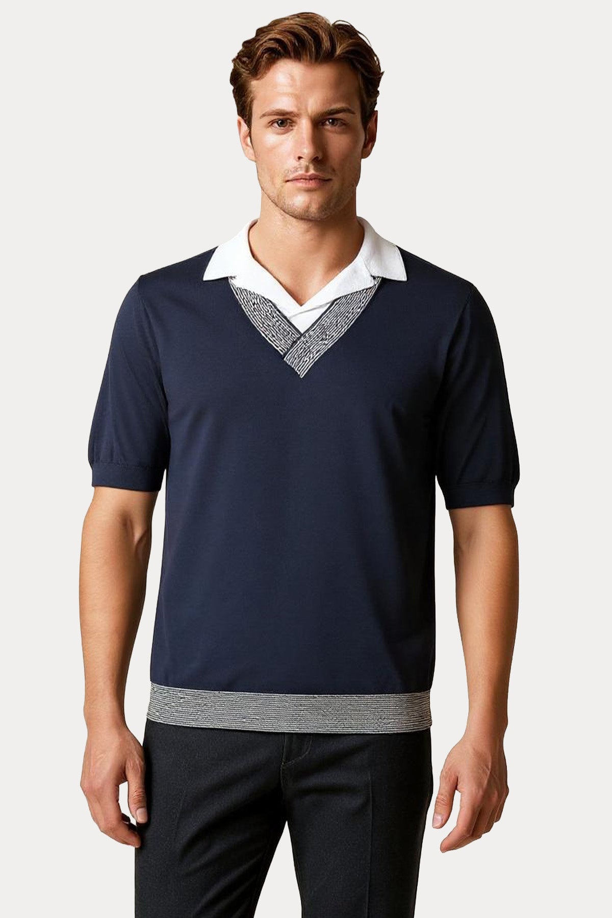 Gran Sasso Regular Fit Polo Yaka İnce Örgü Triko