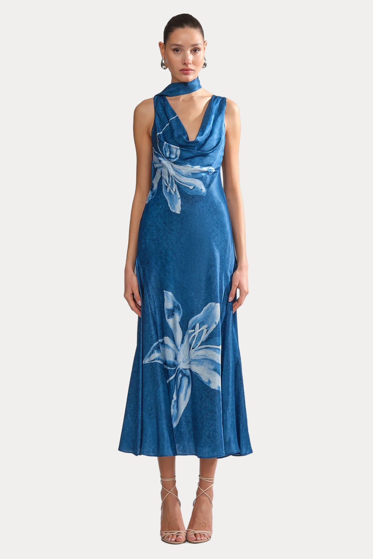 Amur Sorelle Midi Keten Abiye Elbise