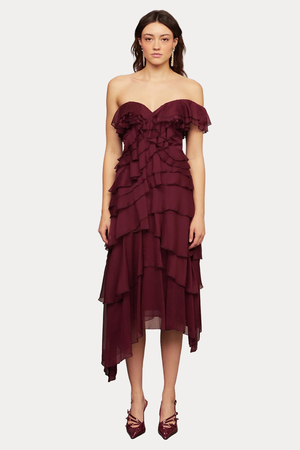 Amur Emaline Şifon Katlı Abiye Elbise