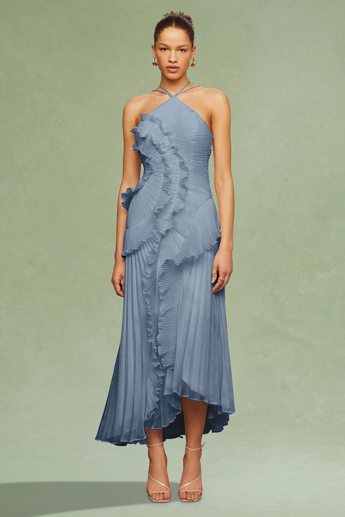 Amur Lorelie Halter Yaka Midi Abiye Elbise