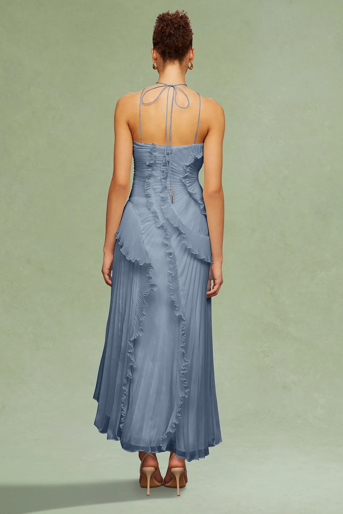 Amur Lorelie Halter Yaka Midi Abiye Elbise-Abiye-Libas