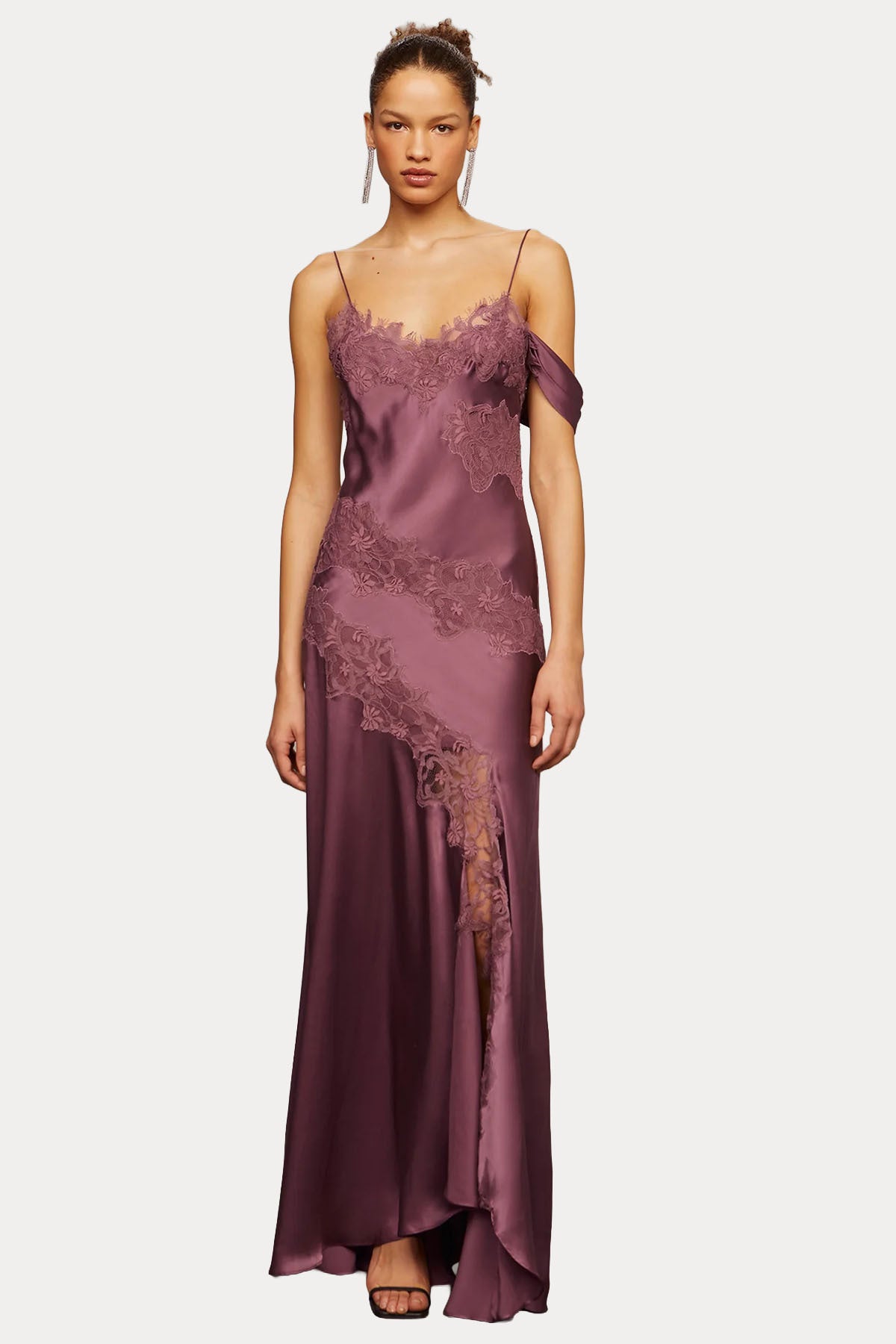 Amur Reese Dantel Detaylı Maxi İpek Abiye Elbise