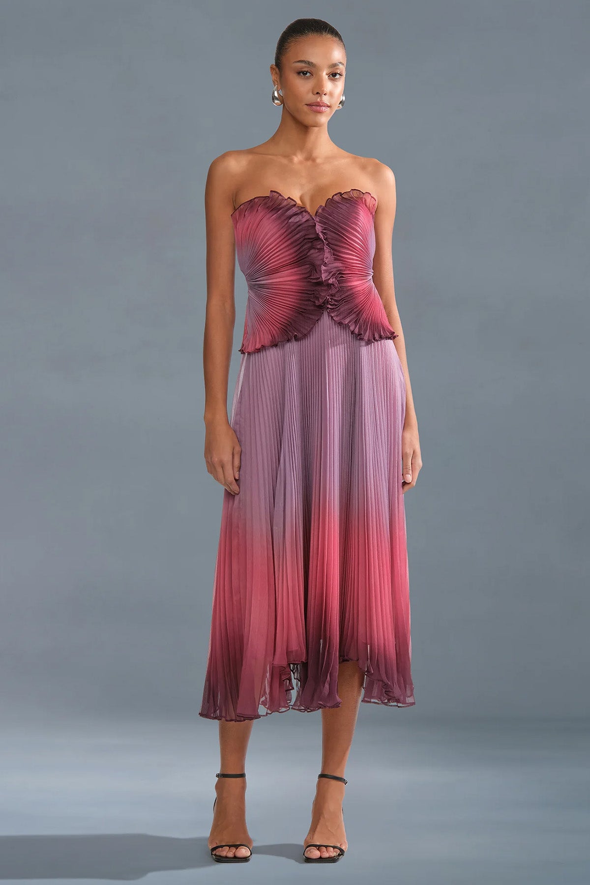 Amur Delyth Straplez Midi Abiye Elbise