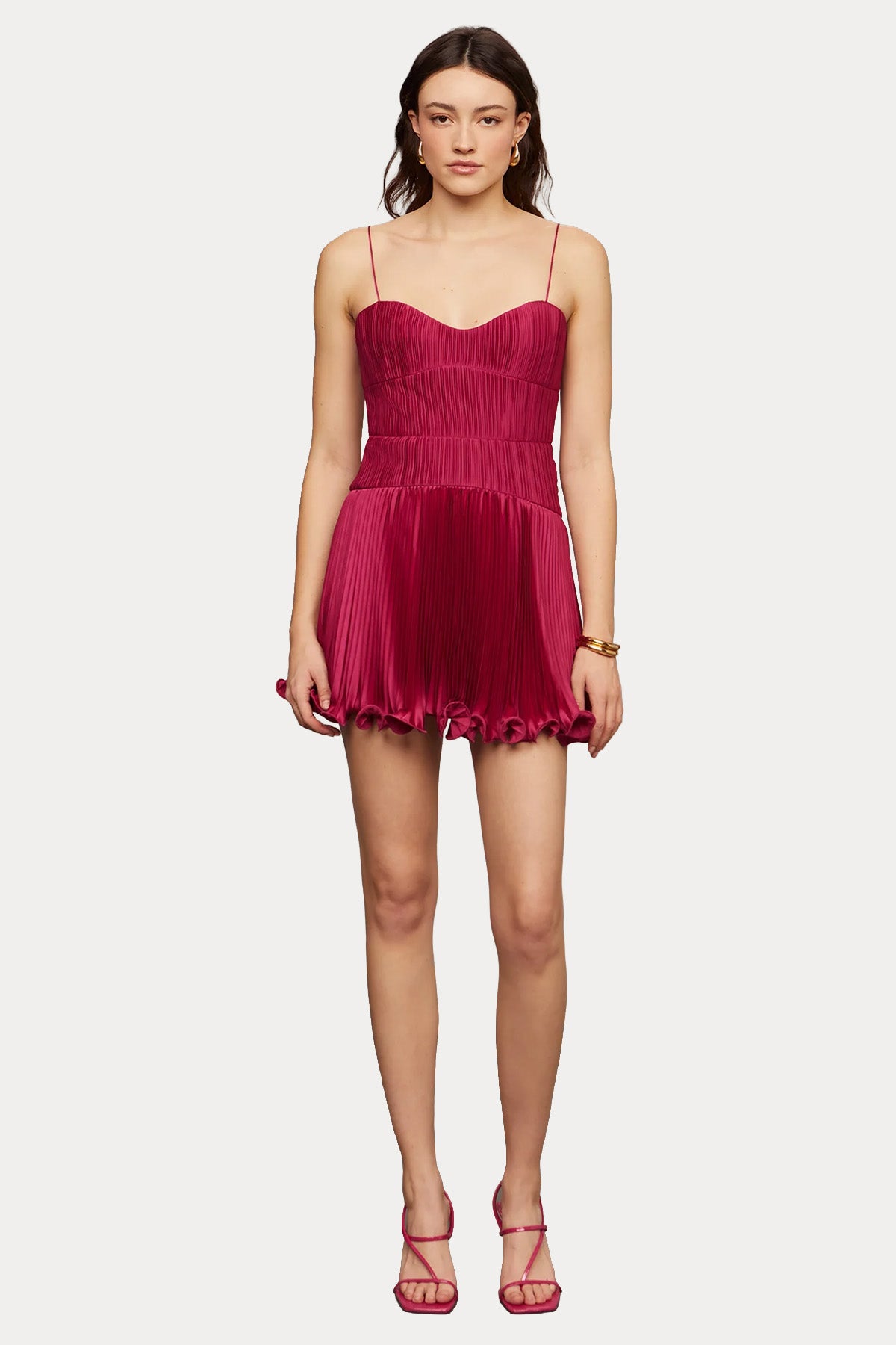 Amur Cami Pilili Mini Abiye Elbise