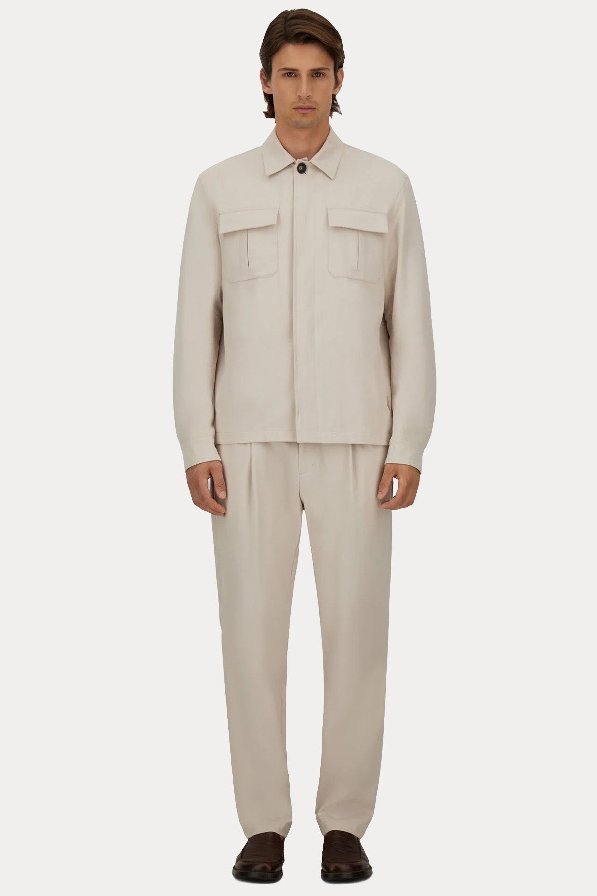 Herno Regular Fit Beli Lastikli Tek Pile Yandan Cepli Pantolon-Pantolon-Libas