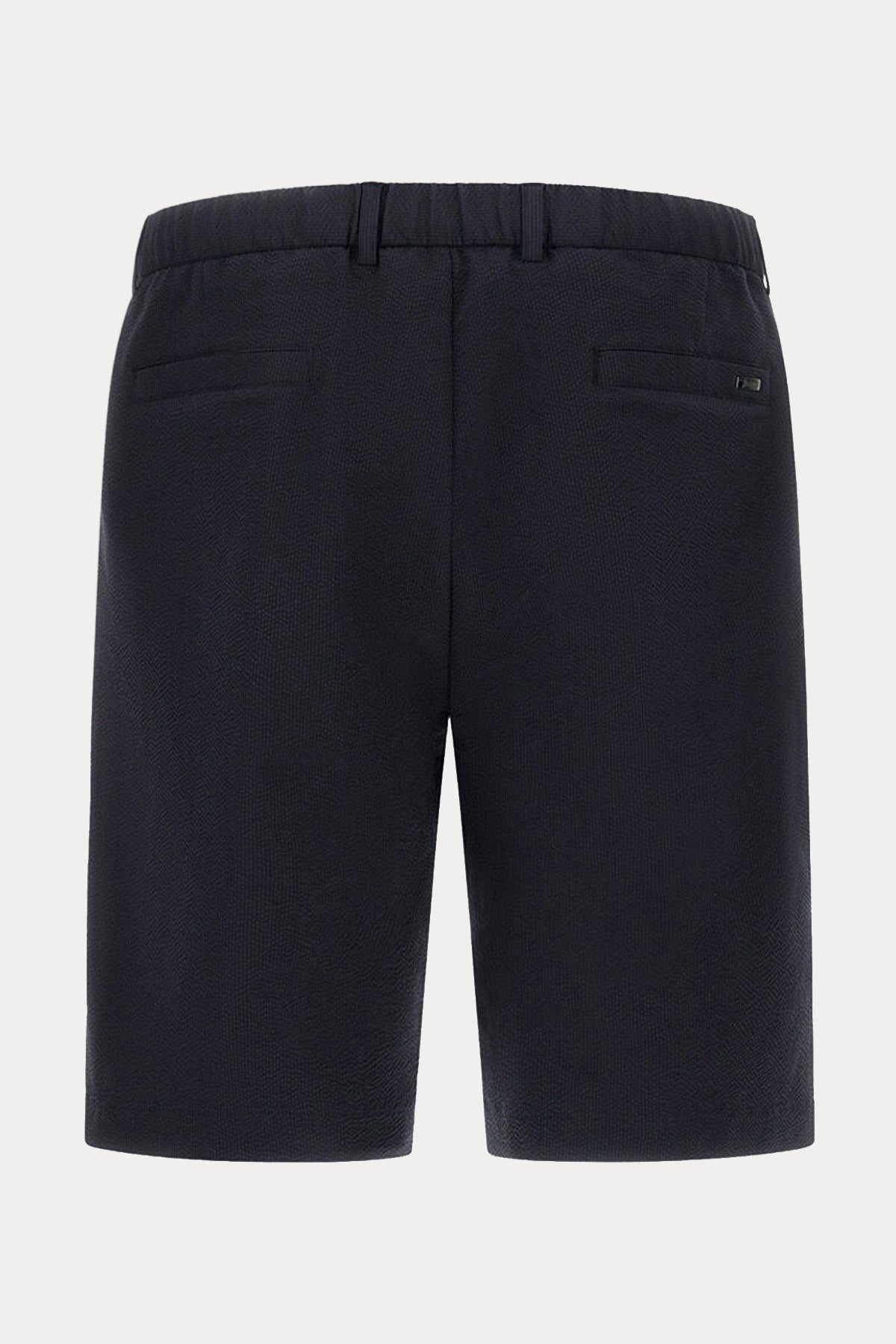 Herno Regular Fit Dokulu Kumaş Tek Pile Beli Lastikli Şort-Şort-Libas