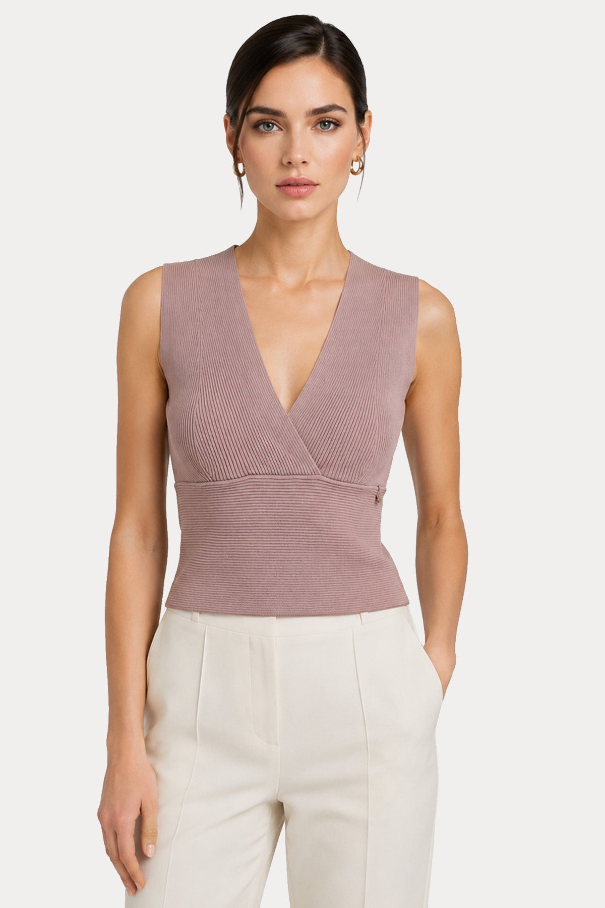 Herno Slim Fit Derin V Yaka Streç Bluz