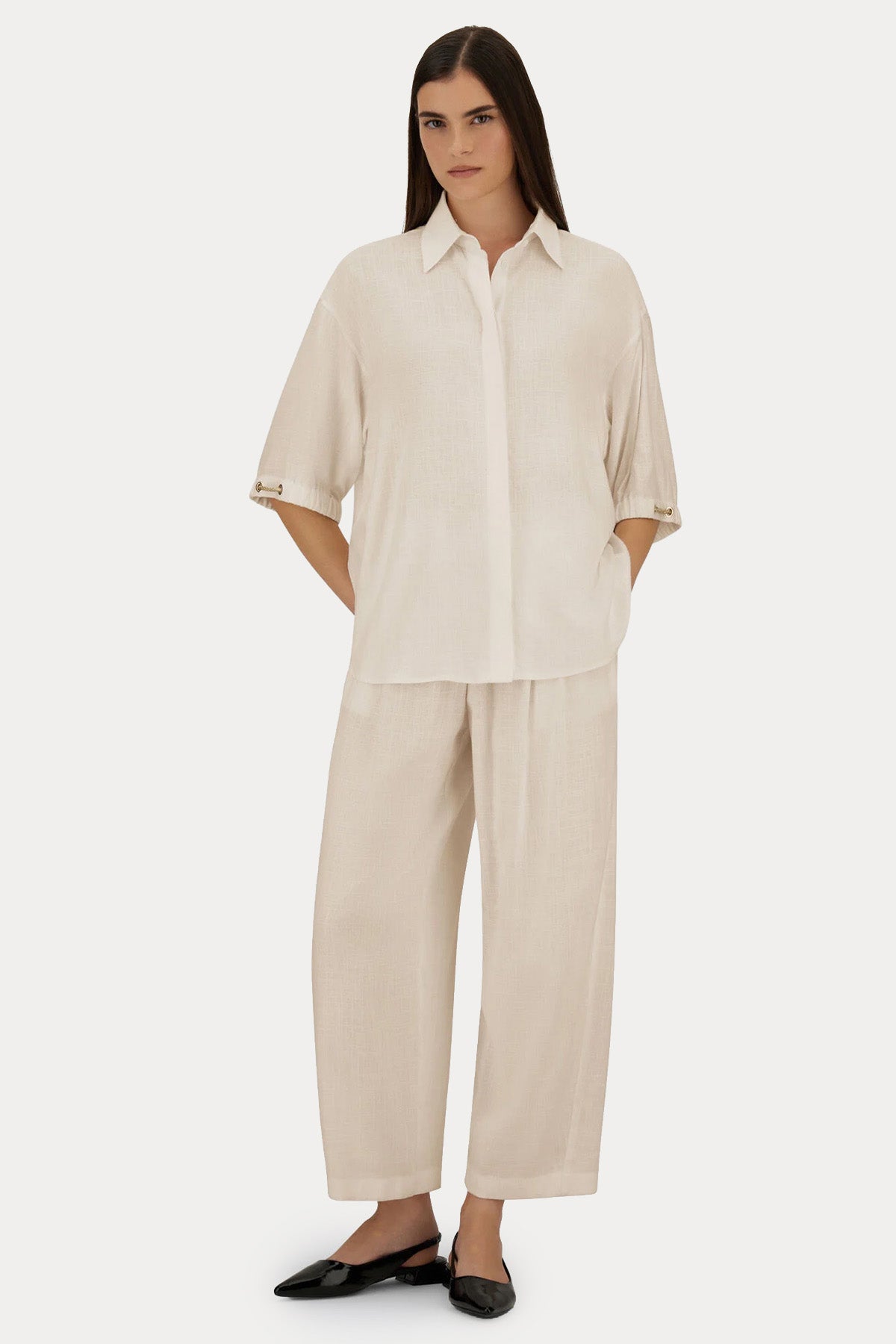 Herno Relaxed Fit Keten Gömlek Pantolon Set-Gömlek Pantolon Set-Libas