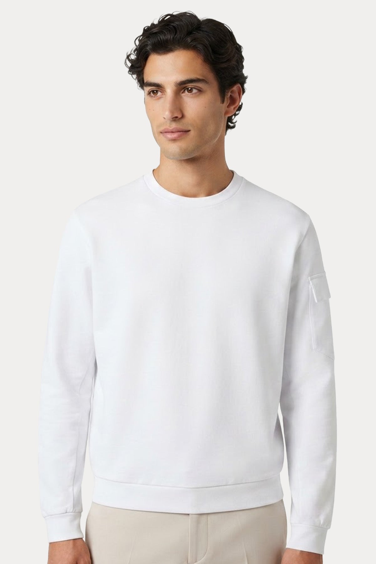 Herno Relaxed Fit Yuvarlak Yaka Cep Detaylı İnce Sweatshirt