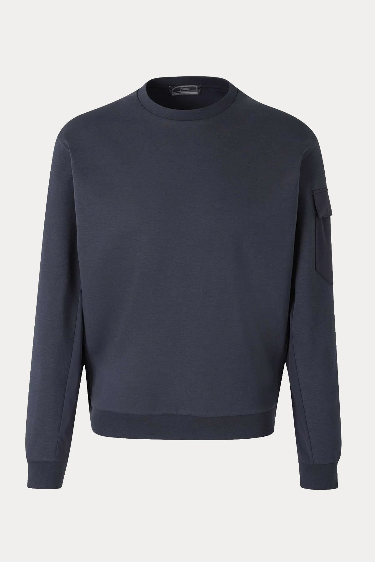 Herno Relaxed Fit Yuvarlak Yaka Cep Detaylı İnce Sweatshirt-Sweatshirt-Libas