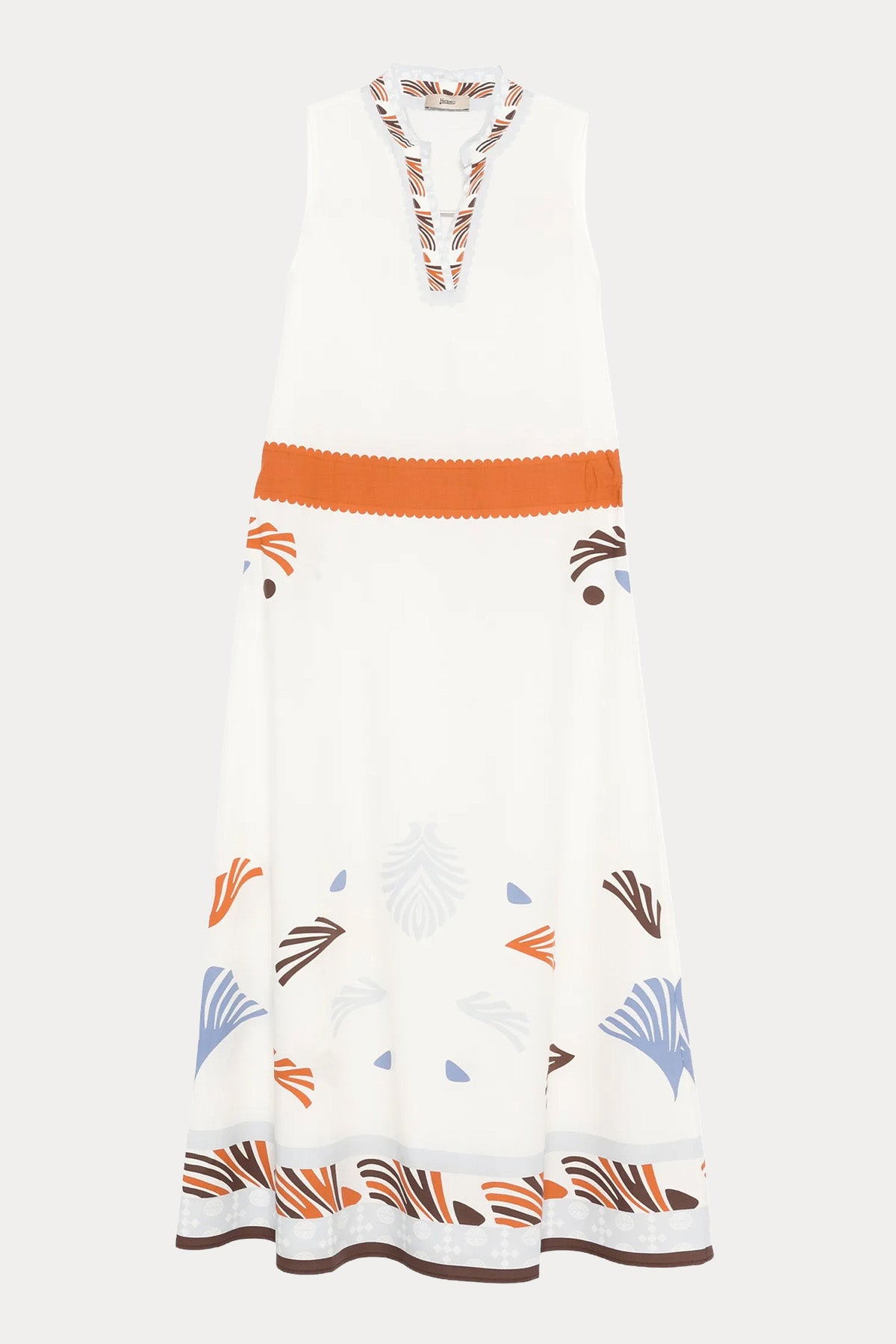 Herno Hakim V Yaka Belden Büzgülü Midi Elbise