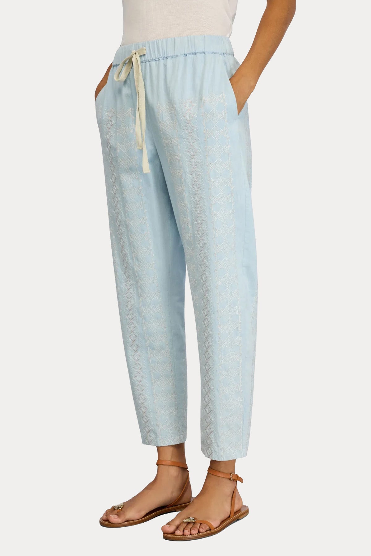 Semicouture Regular Fit Beli Lastikli Yandan Cepli Pantolon-Pantolon-Libas