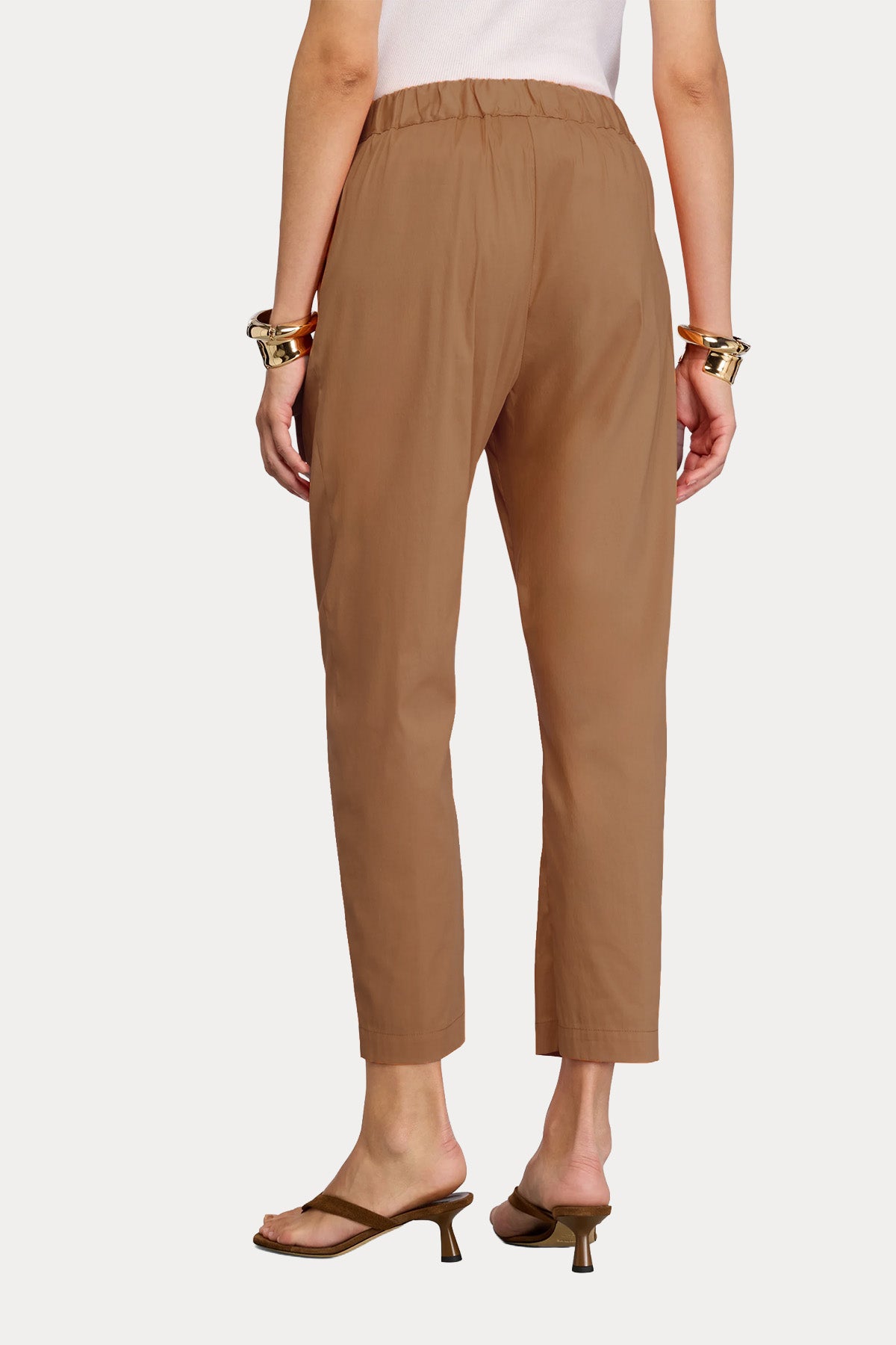 Semicouture Regular Fit Beli Lastikli Streç Poplin Pantolon-Pantolon-Libas
