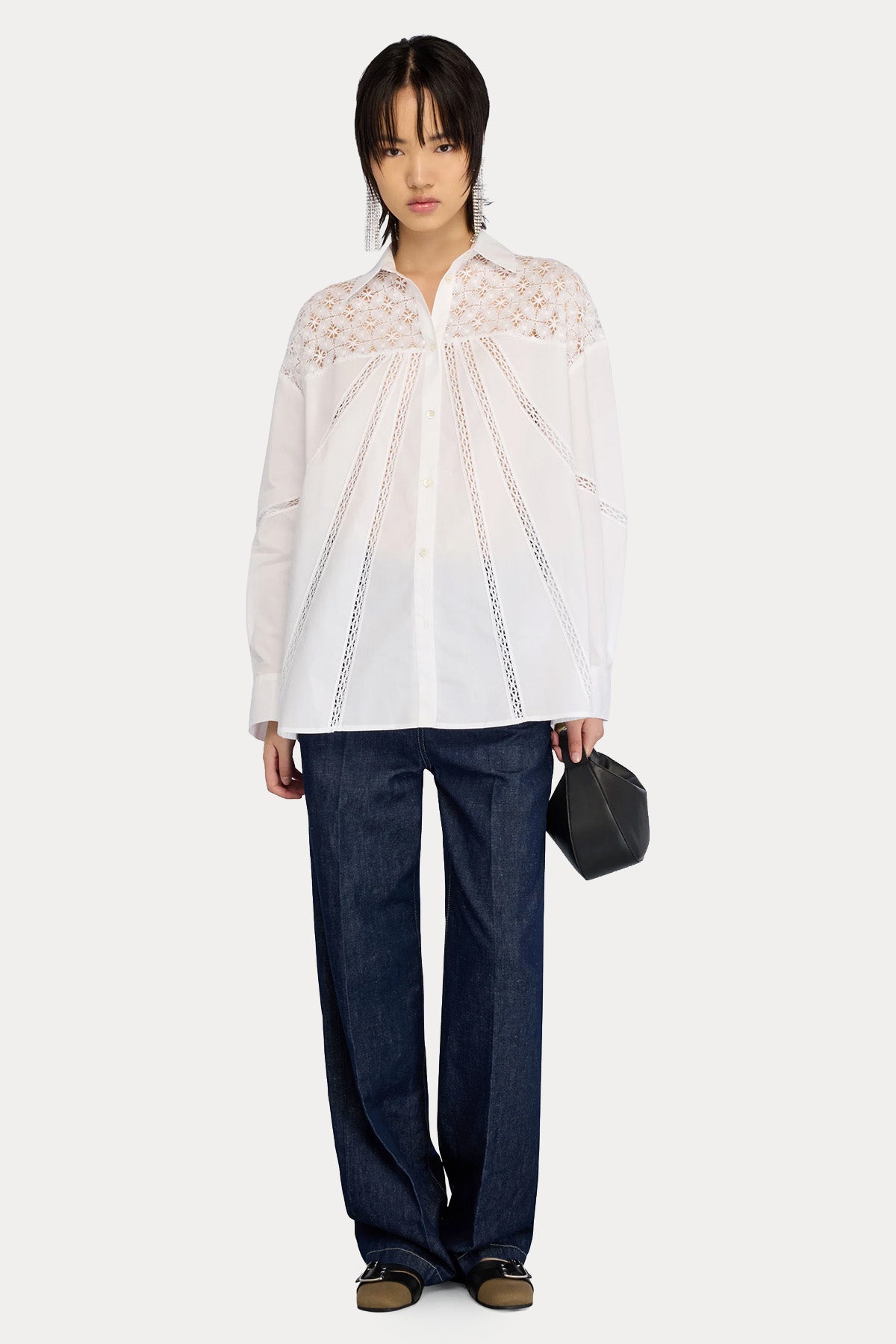 Semicouture Comfort Fit Nakış Desenli Poplin Gömlek-Gömlek-Libas