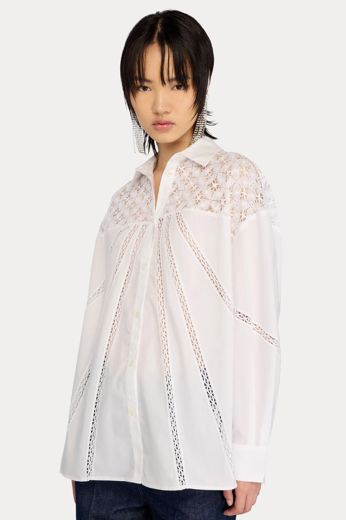 Semicouture Comfort Fit Nakış Desenli Poplin Gömlek-Gömlek-Libas