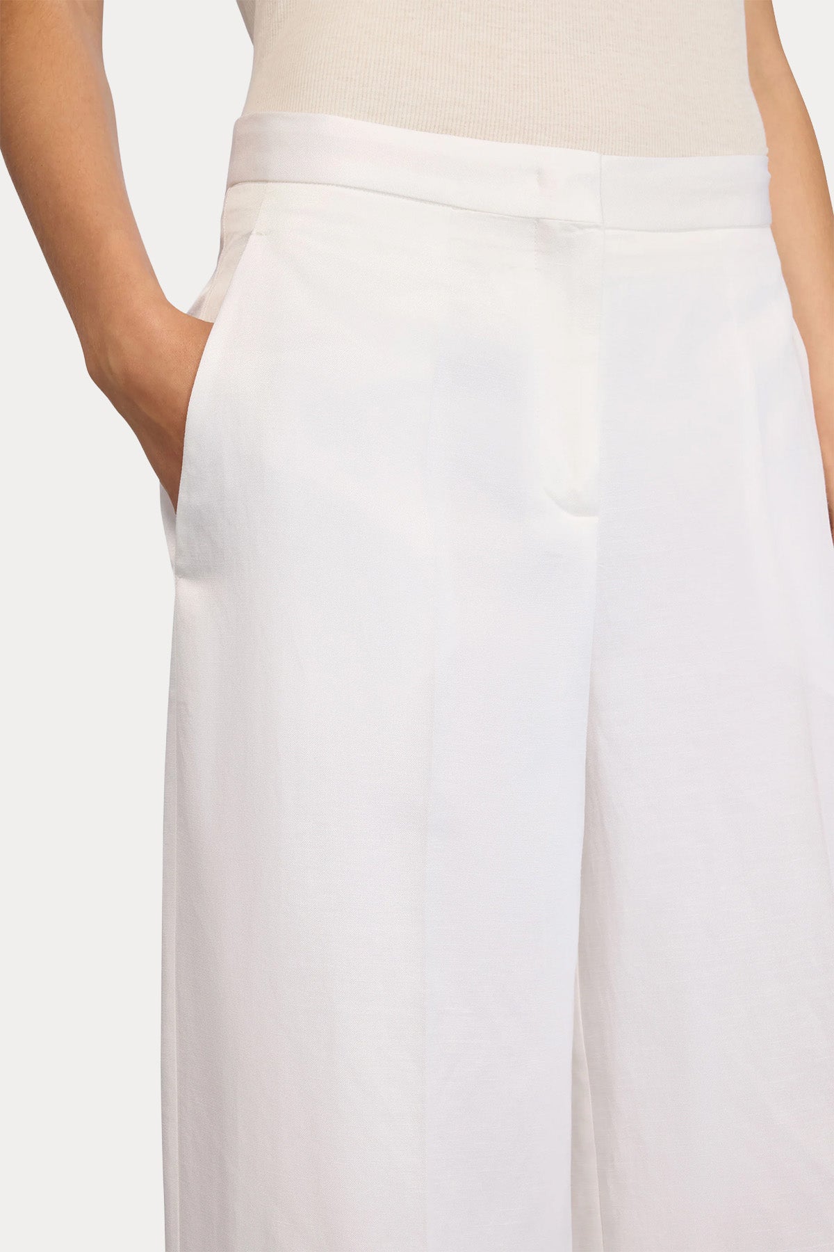 Semicouture Wide Leg Yandan Cepli Keten Pantolon-Pantolon-Libas
