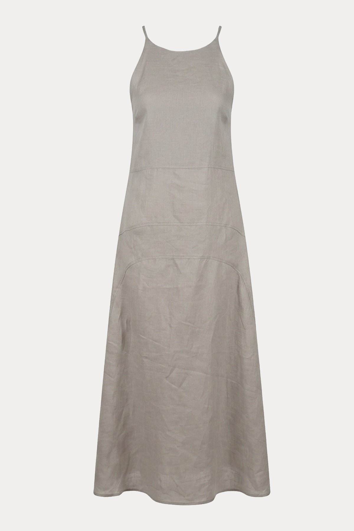 Semicouture Halter Yaka Maxi Keten Elbise
