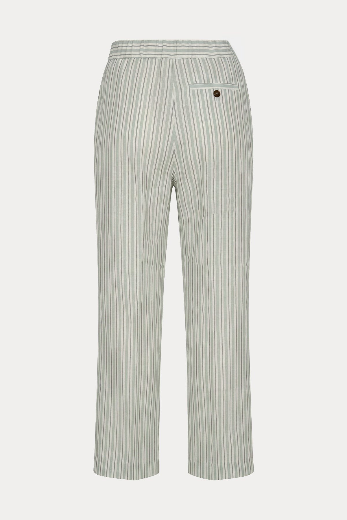 Semicouture Regular Fit Beli Lastikli Çizgili Keten Pantolon