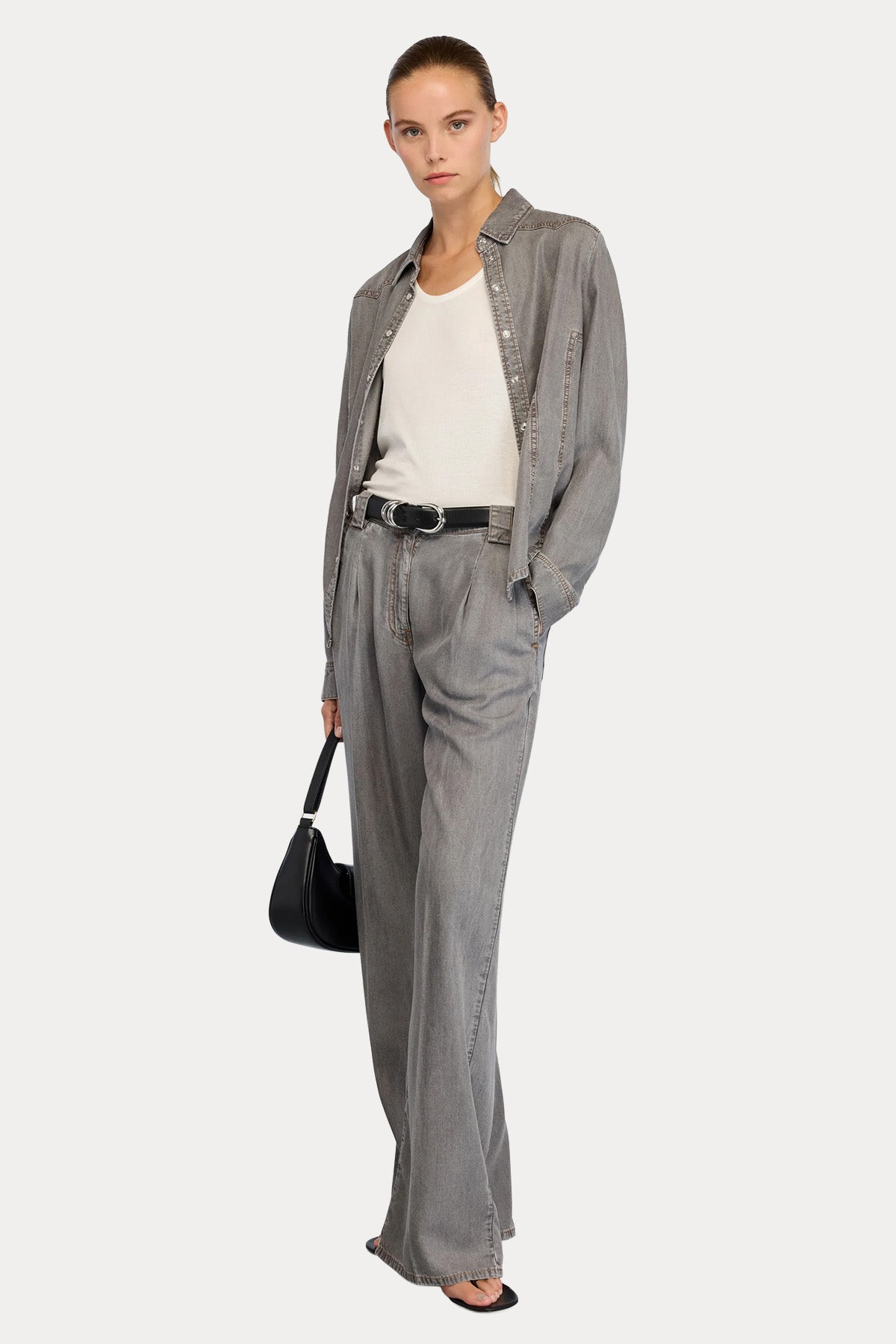 Semicouture Wide Leg Beli Lastikli Tek Pile Pantolon-Pantolon-Libas