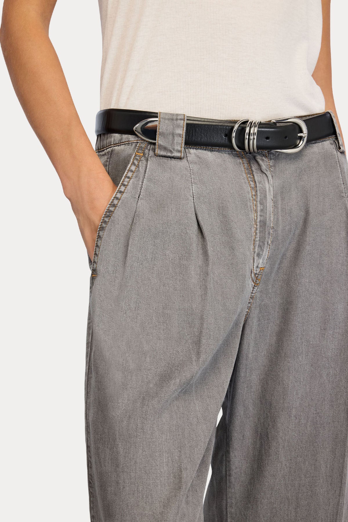 Semicouture Wide Leg Beli Lastikli Tek Pile Pantolon-Pantolon-Libas
