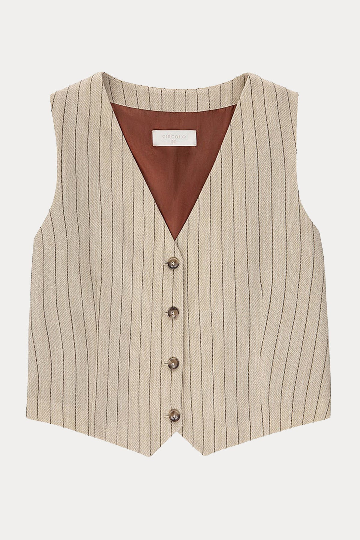 Circolo 1901 Relaxed Fit Çizgili Streç Yelek Pantolon Set