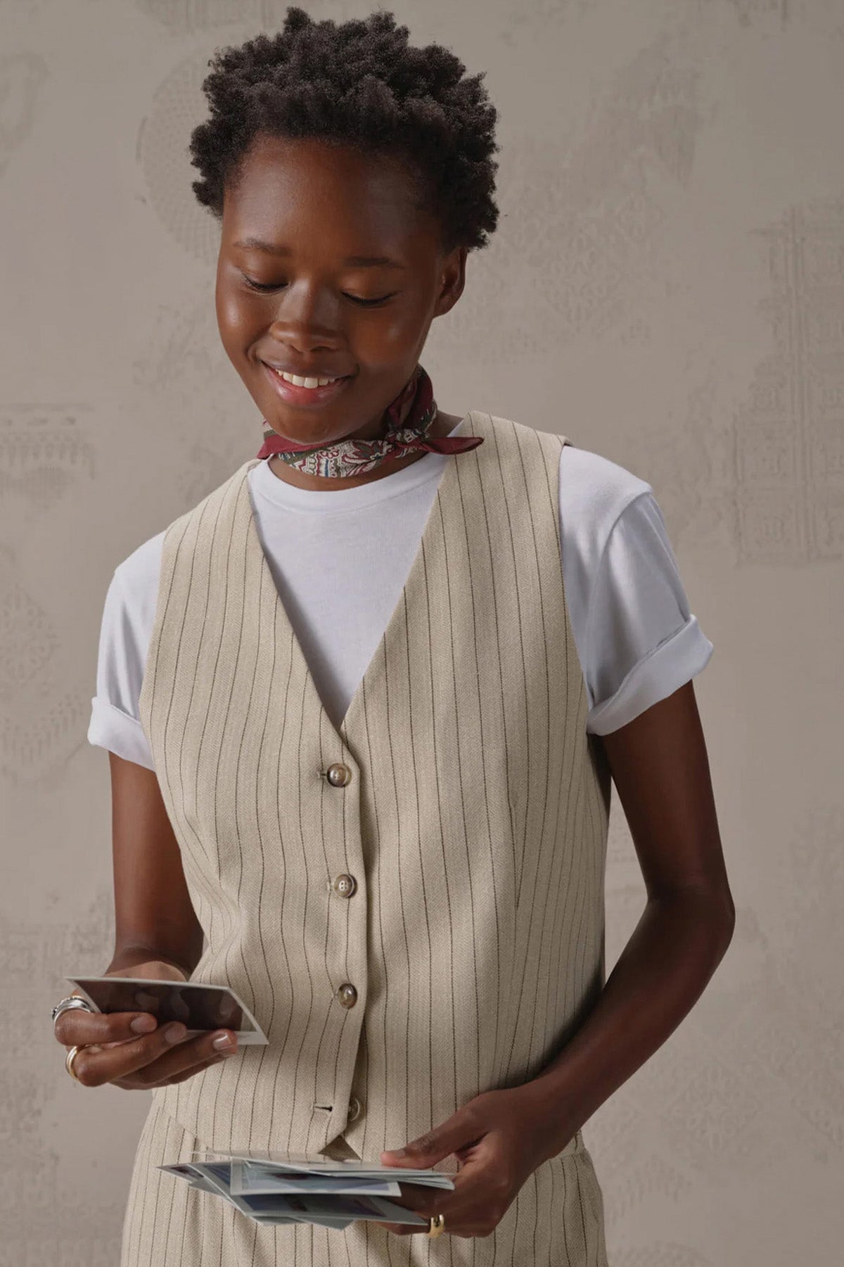 Circolo 1901 Relaxed Fit Çizgili Streç Yelek Pantolon Set