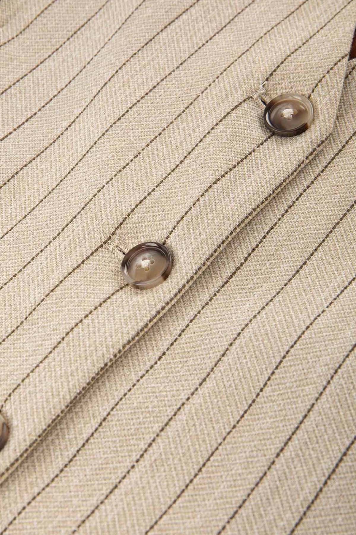 Circolo 1901 Relaxed Fit Çizgili Streç Yelek Pantolon Set